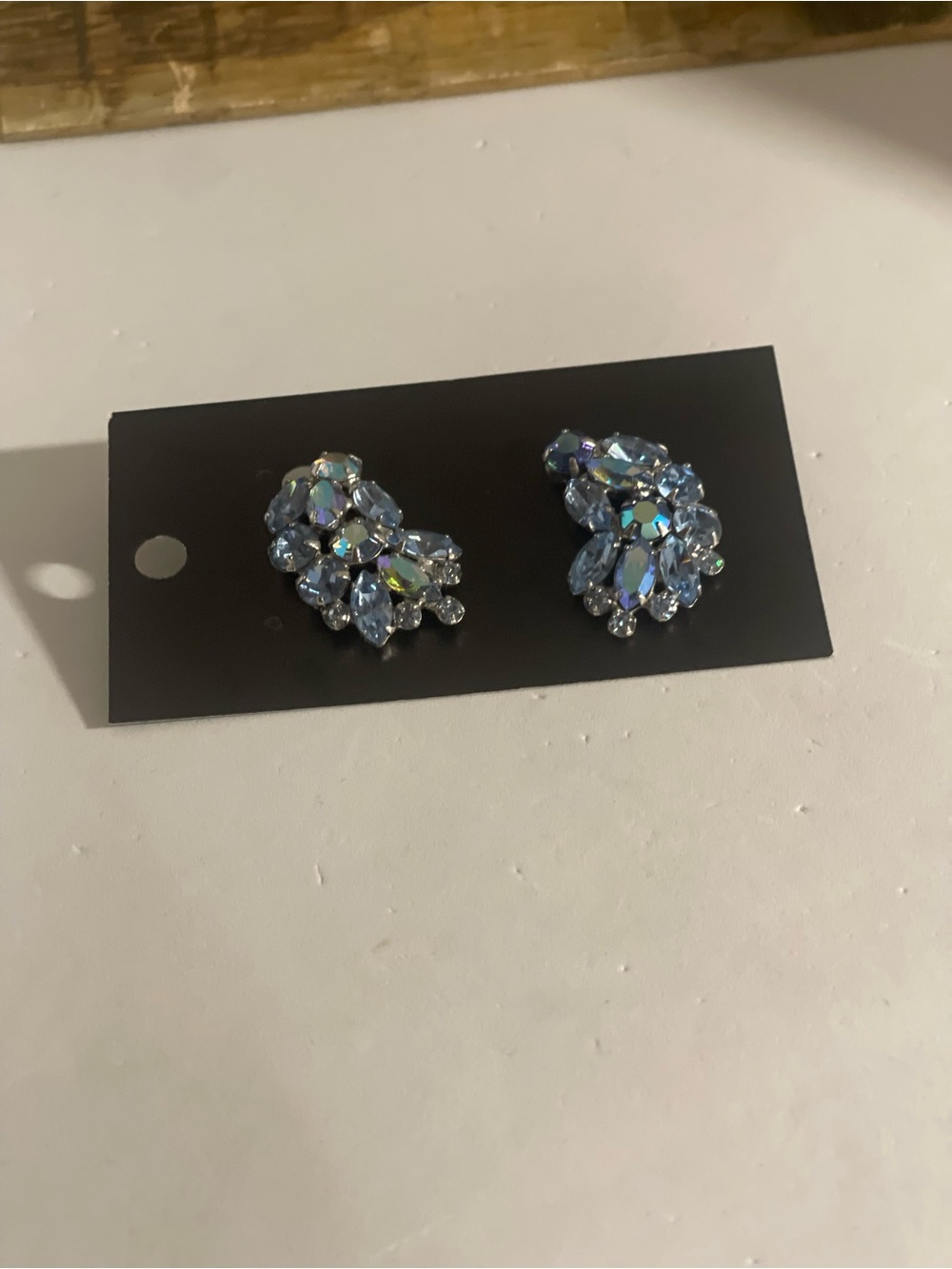 Weiss vintage 70s Blue Crystal Cluster Clip-On Earrings